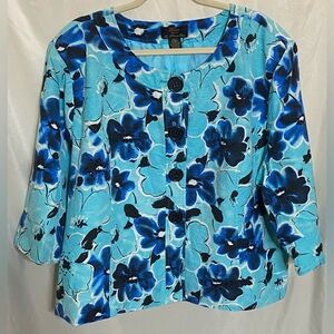 Trenz By Theresa Renz Plus Size Silk Blend Floral Jacket/ Blazer